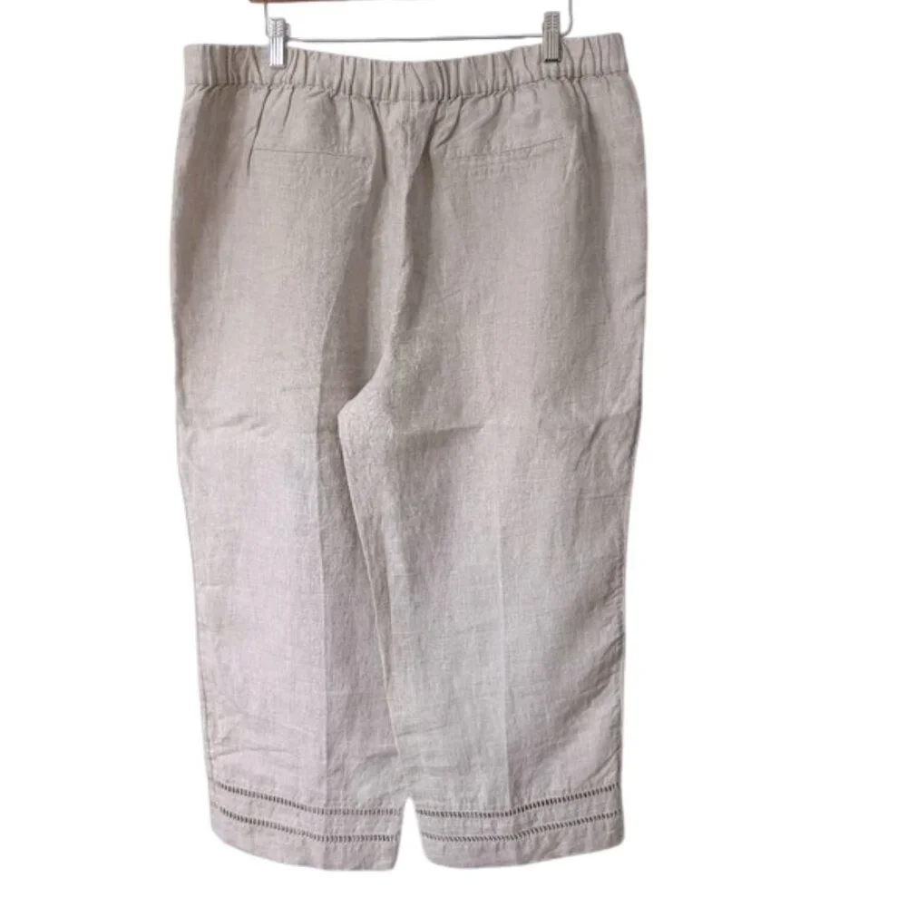 NWOT Chico's 100% Linen Pull On Pants Pockets Flax Size 3 (XL/16)